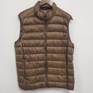 Uniqlo Womens Ultra Light Down Puffer Vest Size L Brown Packable Winter Layers